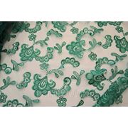 Гипюр - макраме зеленый “Цветочный луг“ фото