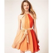 Шифоновое платье оранжевое B002 фотография