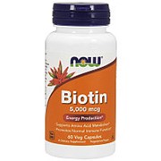 NOW Биотин 5000 мг Now Biotin 5000 mcg 60 капсул фото