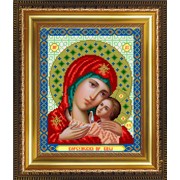 Икона ручной работы Богородица Корсунская вышитая бисером