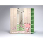 Шкафы Комплект шкафов R №2. Цвет-Ясень Ненси песочный + УФ-печать/Пастельно-зеленый + зеркало