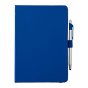 Блокнот A5 Crown с шариковой ручкой-стилусом, синий/серебристый (Р) фото