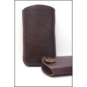 Кожаный чехол с лентой коричневый фотография
