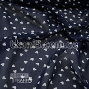 Ткань Шифон сердечки темно сине-белые (5 мм) 4744 фотография