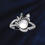 Серебряное кольцо с жемчугом фото