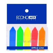 Стикер-стрелка, 5 цветов по 25 пластиковых листиков, 12 х 45 мм, economix E20946 фото