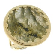 Серебряное позолоченное кольцо с лабрадоритом фото