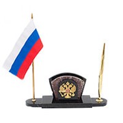 Визитница настольная сувенирная гербом и флагом России креноид фото