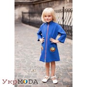 Нарядный синий костюм с вышивкой «Птица» для девочек (Ф-03-1)