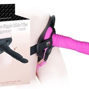 Розовый страпон 8 inch strap-on ripple dildo vibe - 21 см. Howells 92008rose