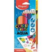 Карандаши цветные Maped Карандаши акварельные 12 цветов MAPED “Color Peps“ трехгранные, с кисточкой, фото