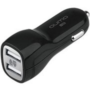 Автомобильный адаптер питания Qumo Auto Energy зарядка 2А 2 USB-порта, чёрный