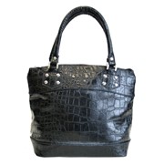 Женская сумка 682 В иск.кожа крокодил/черный фото