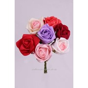 Роза латекс на проволоке (50 х 50 мм), белый/розовый