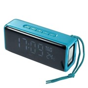 Беспроводная портативная Bluetooth колонка с часами и термометром TG-174, голубая фото