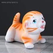Копилка “Котик на подушке“, бело-оранжевый цвет, 13 см фото
