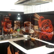 Кухонный фартук из стекла (Скинали) оформленный под кофе фото