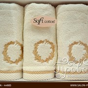 Набор полотенец для ванной в подарочной упаковке 32х50 3 шт. Soft Cotton SEHZADE хлопковая махра кремовый фото