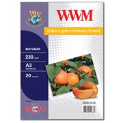 Фотобумага WWM матовая 230г/м, A3, 20л