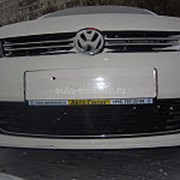 Защита радиатора Фольксваген Поло (Volkswagen Polo) седан 2009-, сетка в бампер. черный. фото