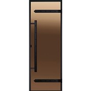 Дверь для сауны Harvia LEGEND 8х19 (стеклянная, сатин, черная коробка сосна), D81905МL фотография