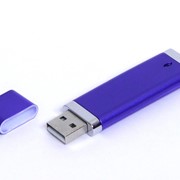 USB-флешка промо на 32 Гб прямоугольной классической формы, синий фотография