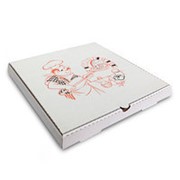 Коробка для пиццы 340х340х40 мм с печатью 2 цвета микрогофрокартон бело/бурый фотография