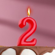 Свеча для торта цифра "Овал" "2", красная