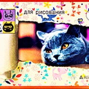 Альбом 112975 Алингар AL 6712 “Кот“ для рисования ( 12 л./ А4 ) на скрепке ( цена за 1 шт.) фото