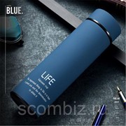 Термос Life с вакуумной крышкой, синий фотография