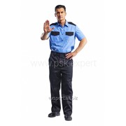 Рубашка Охранник голубой/черный короткий рукав РУБ500 фото