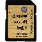 Карта памяти SDHC 16Gb UHS-I Class 10 Kingston Ultimate (SDA10/16GB), код 63401 фотография