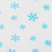 Велюр на белом фоне голубые снежинки, ширина 180 см