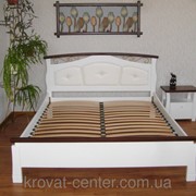 Белая кровать с мягким изголовьем Констанция, тумбочки, комод (массив - сосна, ольха, дуб)