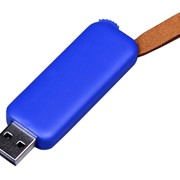 USB-флешка промо на 4 Гб прямоугольной формы, выдвижной механизм, синий фотография