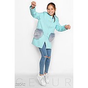 Пальто для девочек из кашемира с меховыми карманами (4 цвета) - Голубой KL/-3903