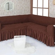 Чехол для углового дивана хлопок темно-коричневый фотография