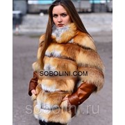 Очень красивая кожаная куртка с мехом степной лисы “Mandy“ фото