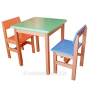 Столик и 2 стула детские, дерево цветные