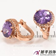 Серьги позолота, «Овальный камень в 4х держателях в оправе мелких камней'' 324922(2) фото