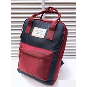 Рюкзак с ручками с передним кармашком и нашивкой 37 х 30 см черный с красным фотография