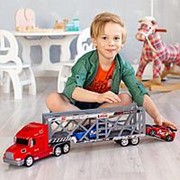 Игрушечные машинки серии “Гоночный трек“ (Автовоз - тягач 66 см, красный. 2 гоночные машины) (G205-022) фотография