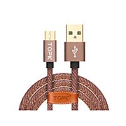 Дата-кабель TOPK Denim Braided Wire USB 2.0 AM/ Micro USB 5V/ 2.4A Коричневый фото