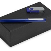 Подарочный набор Skate Mirro с ручкой для зеркальной гравировки и флешкой, синий фото