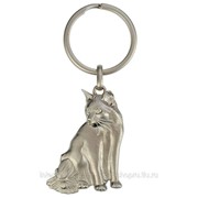 Брелок металлический Кошка, серебристый, 34х42мм BLUE BUG фото