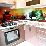 Кухонный фартук из стекла (Скинали) с изображением кофейной тематики фото