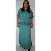 Костюм женский (блузка с юбкой) зеленый, на 50-56 размеры фото