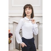 Блузка для девочки, артикул D072-111, цвет белый фотография