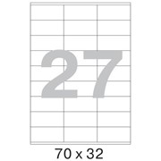 Офисные этикетки 70 x 31.5 mm, на листе 27шт (100 листов в пачке)