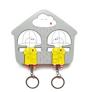 Ключница деревянная на два ключа Хлэб Ангелы с зонтиком фотография